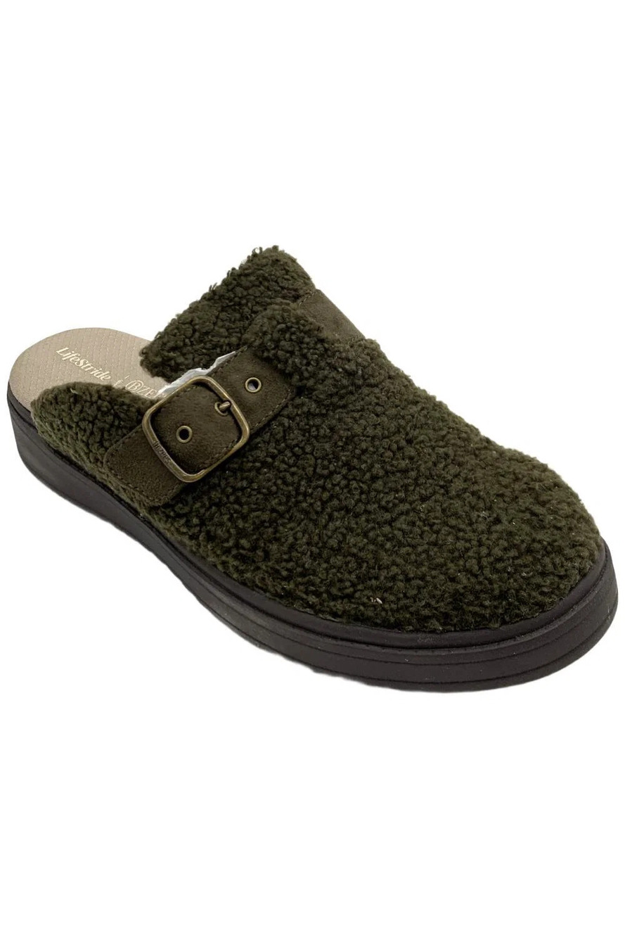 BZees Women's Vibe Cozy Slip-On Mule Army Green - Wide